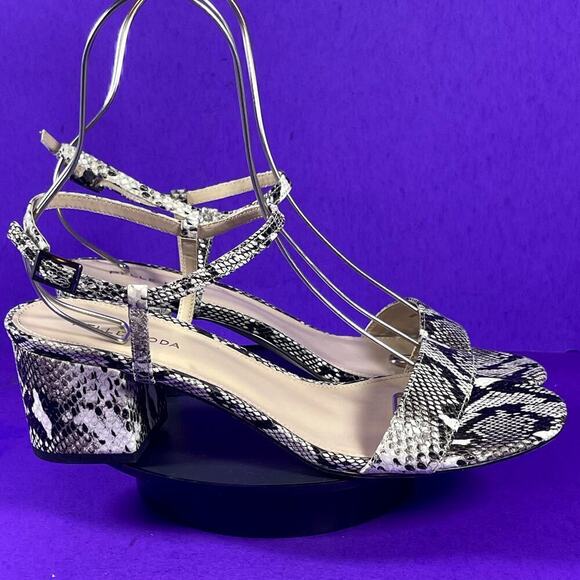 Pelle Moda Snake Print Alicia Open Toe Block Heeled Sandal Shoe Size 10M-NEW - Picture 1 of 9